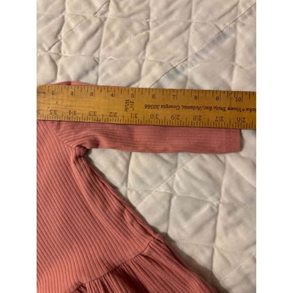 H&M Cotton Knit Dress Long Sleeve Peplum Hem Pink 9 Month Preowned Cute Cozy EUC - Picture 6 of 8